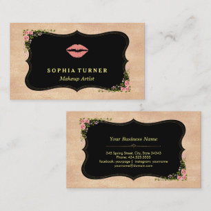 Tarjeta De Visita Monograma de flores silvestres Rosa de los labios