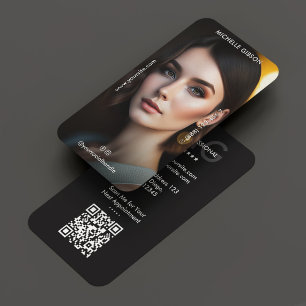 Tarjeta De Visita Monograma de foto profesional mínimo negro