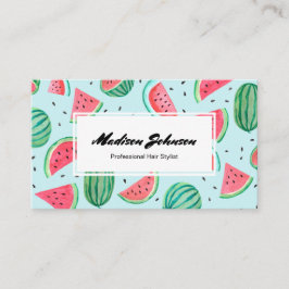 Tarjeta De Visita Monograma de Fruta de Sandía Personalizado | Tarje
