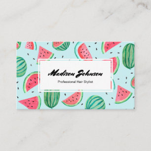 Tarjeta De Visita Monograma de Fruta de Sandía Personalizado Tarje