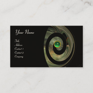 Tarjeta De Visita MONOGRAMA DE GEMA DE REMOLINO DE FOTÓN negro verde