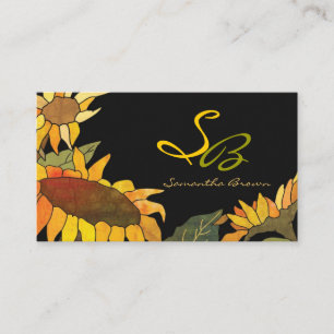 Tarjeta De Visita Monograma de girasoles audaces artísticos