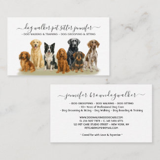 Tarjeta De Visita Monograma de guión de perros acuarela
