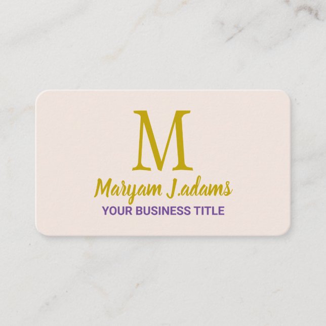 Tarjeta De Visita Monograma de guión moderno (código QR) Moda Rubor  (Anverso)