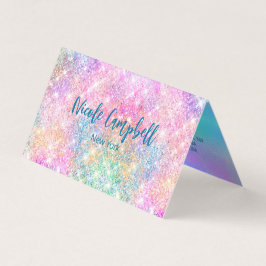 Tarjeta De Visita Monograma de imitación rosa de iridiscino blanco u