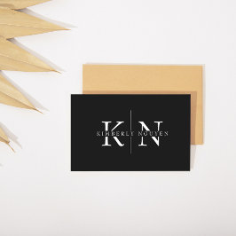 Tarjeta De Visita Monograma de Iniciales de Nombre Elegante Moderno