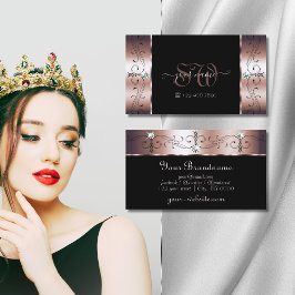 Tarjeta De Visita Monograma de joyas de contrabando negro de Rosa de