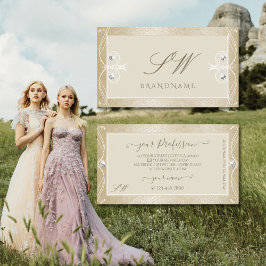 Tarjeta De Visita Monograma de joyas de esparkle de origen beige mos
