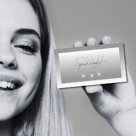Tarjeta De Visita Monograma de joyas esparkling de color blanco gris