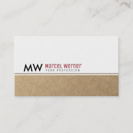 Tarjeta De Visita monograma de kraft blanco/falso de clase corporati