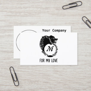 Tarjeta De Visita Monograma de la cabeza tribal del lobo negro Silho