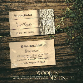 Tarjeta De Visita Monograma de la corteza del árbol de tablas de mad