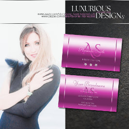 Tarjeta De Visita Monograma de la espuma de lino rosado giratorio es