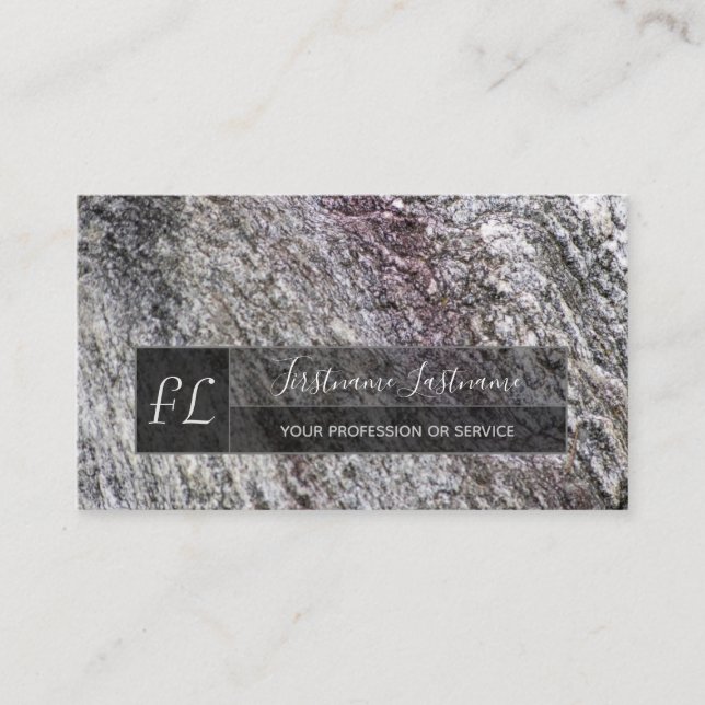 Tarjeta De Visita Monograma de la estructura de mármol de roca gris  (Anverso)