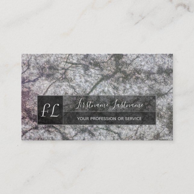 Tarjeta De Visita Monograma de la estructura de mármol gris oscuro q (Anverso)