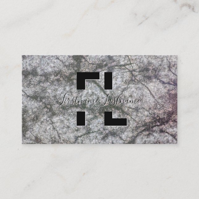 Tarjeta De Visita Monograma de la estructura de mármol gris oscuro q (Anverso)