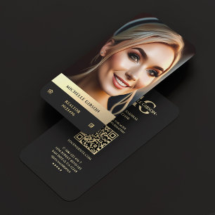 Tarjeta De Visita Monograma de la foto EHO de Black Gold de Realtor