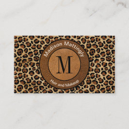 Tarjeta De Visita Monograma de la Moda moderna del Boho Leopardo de 