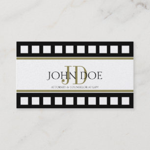 Tarjeta De Visita Monograma de la película del oro negro/amarillo