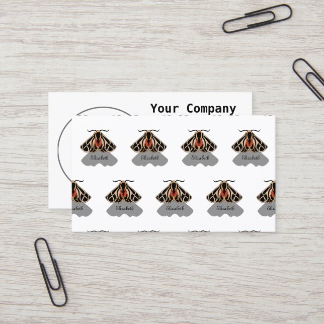 Tarjeta De Visita Monograma de la polilla tribal del tigre (Anverso/Reverso In Situ)