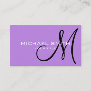 Tarjeta De Visita Monograma de lavanda profesional minimalista