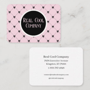 Tarjeta De Visita Monograma de lazo rosa y negro