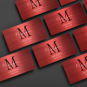 Tarjeta De Visita Monograma de letra script moderna rojo