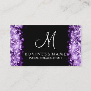 Tarjeta De Visita Monograma de luces simples púrpura