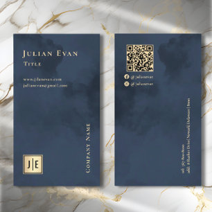 Tarjeta De Visita Monograma de lujo azul de la marina artística