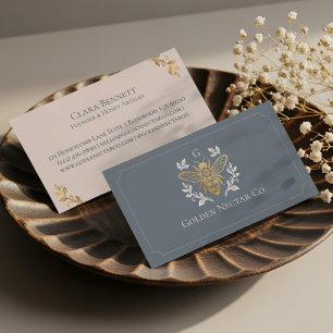 Tarjeta De Visita Monograma de lujo floral de abeja de miel vintage