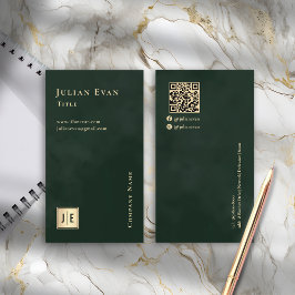Tarjeta De Visita Monograma de lujo verde y dorado de esmeralda vert