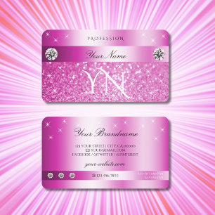 Tarjeta De Visita Monograma de lujosa Purpurina rosa esparkling Star