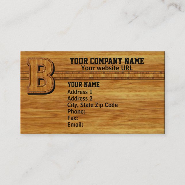 Tarjeta De Visita Monograma de madera B (Anverso)