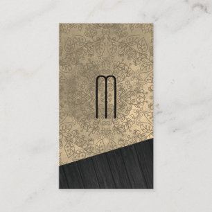 Tarjeta De Visita Monograma de madera con patrón de Mandala