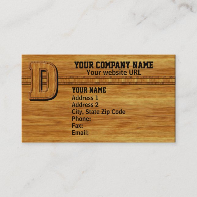 Tarjeta De Visita Monograma de madera D (Anverso)