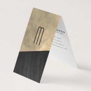 Tarjeta De Visita Monograma de madera en acuarela sepia chic