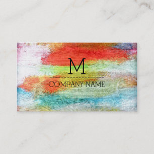Tarjeta De Visita Monograma de madera moderno colorido profesional #