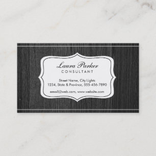 Tarjeta De Visita Monograma de madera negra elegante cosecha sutil