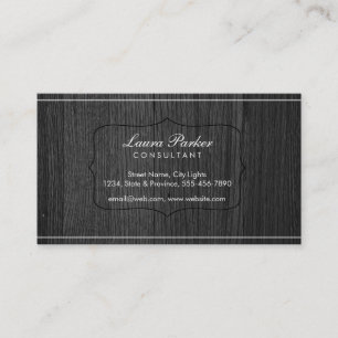 Tarjeta De Visita Monograma de madera negra elegante cosecha sutil