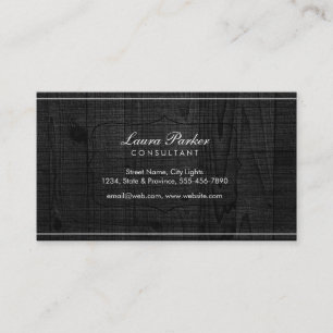 Tarjeta De Visita Monograma de madera negra elegante cosecha sutil