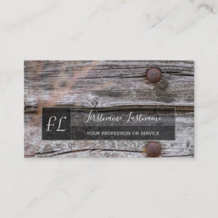 Tarjeta De Visita Monograma de madera orgánica natural 100% rústico