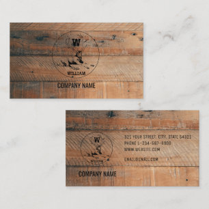 Tarjeta De Visita Monograma de madera rústica personalizado