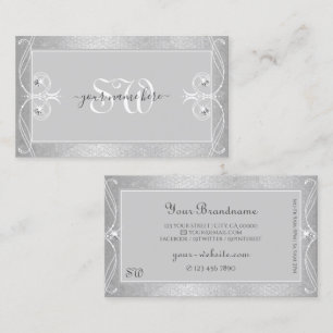 Tarjeta De Visita Monograma de manicomios de sílice gris plateado Or
