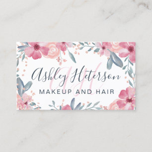 Tarjeta De Visita Monograma de maquillaje guión primavera acuarela f