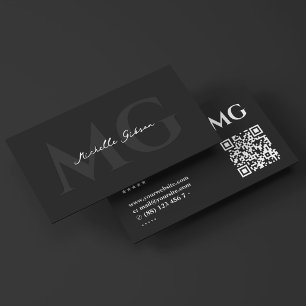 Tarjeta De Visita Monograma de marketing negro mínimo profesional