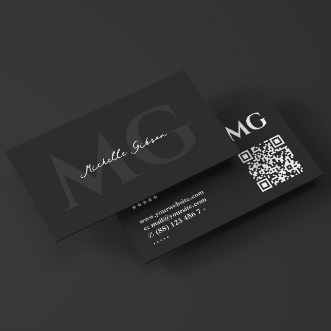 Tarjeta De Visita Monograma de marketing negro mínimo profesional (Professional Minimal Black Monogram Initials )