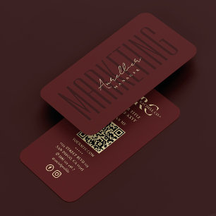 Tarjeta De Visita Monograma de marketing profesional rojo oscuro
