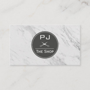 Tarjeta De Visita Monograma de Mármol de Barber Shop