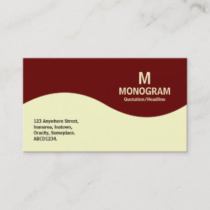 Tarjeta De Visita Monograma de media onda - Crema con marrón oscuro 