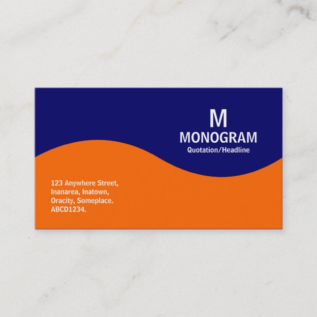 Tarjeta De Visita Monograma de media-onda - naranja con 000066 azul (Anverso)